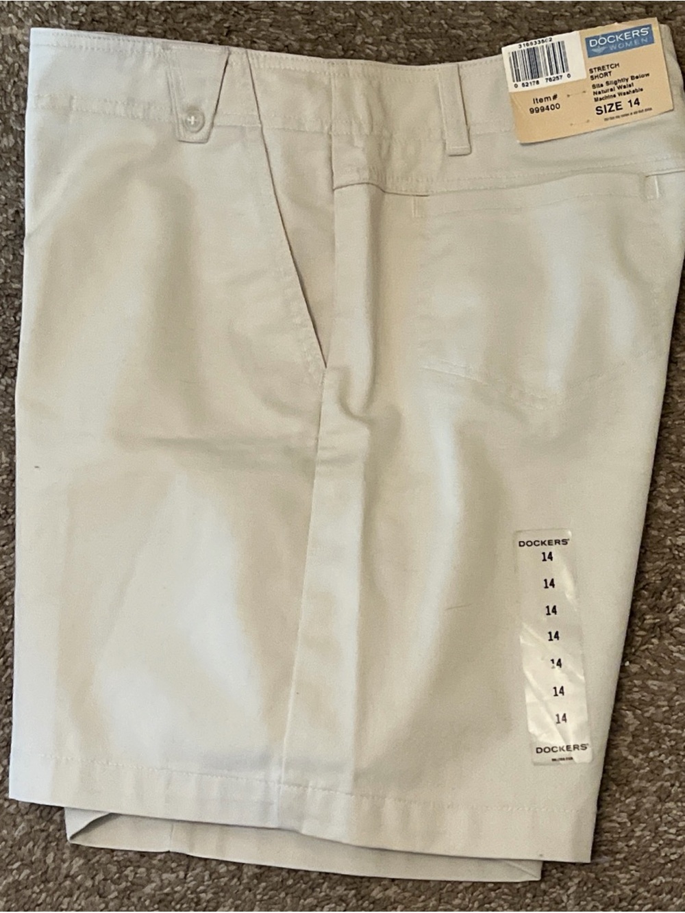 NWT Dockers Shorts Stretch Natural Waist KHAKI Women’s Size 14